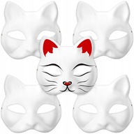 Maska na tvár mačky Biele papierové masky