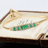 Zlatý náramok so smaragdmi a diamantmi elegantný 18cm 14K
