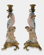 Porcelánové svietniky Papagáje Modré