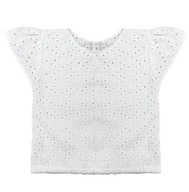 bluzka dziewczęca letnia okazjonalna biała z haftowanej tkaniny jakość 104