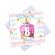 KARTKA urodzinowa Różowy Tort PERSONALIZOWANA