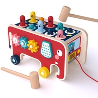 Drevený slon ťahač zatĺkačka hračka Montessori
