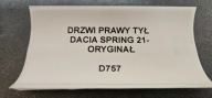 Tür rechts heck DACIA SPRING 21- Original