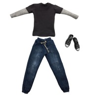 1/6 Scale Sweatsuit + Jeans + Canvas Shoes for 12 Inch , Dark Gray Blue
