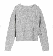 RESERVED sweterek szary melanżowy w warkocze 116