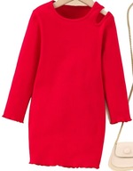 Rebrované šaty Lucie v červenej farbe, 104