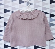 CUBUS teplý dievčenský sveter s volánikom ružový 74-80