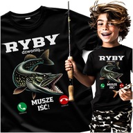 Koszulka prezent Ryby dzwonią Szczupak Śmieszna Wędkarskie rybackie 146