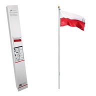 MOCNY MASZT FLAGOWY 1,5 Ogrodowy Aluminiowy 6m Flaga Polska 150x90 Polski