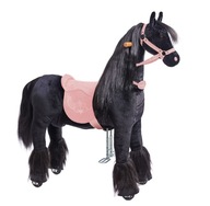 Mechanický jazdiaci kôň Ponnie Ebony M s ružovým sedlom