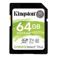 Kingston Karta pamięci 64GB SD Canvas Select Plus SDS2 Class 10 szybka!