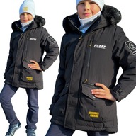 Chlapčenská zimná bunda parka elegantná Grace B60165 čierna 152