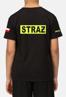 Koszulka t-shirt STRAŻ Dziecięca IMIĘ nadruk yellow fluo 3/4 lat