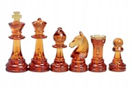 Šachové figúrky Staunton č. 6, transparentno-jantárové (kráľ 96 mm)