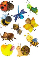 Tatuaże brokatowe dla dzieci pszczoły ślimak ważka