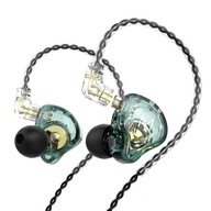 Przewodowe słuchawki douszne z monitorem Metalowo-zielone bez mikrofonu