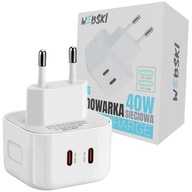 Bardzo Szybka Ładowarka 40W 2xUSB-C do Telefonu Tableta Smartfona +Brelok