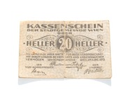 Stary banknot bon Heller 20 Austria Wiedeń 1919