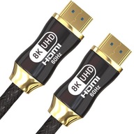 KABEL HDMI PRZEWÓD AGOG 2.1 8K 60Hz eARC 4K@120Hz MIEDŹ HDR MOCNY OPLOT 3m