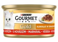 PURINA Gourmet Gold kawałki w smakowitym sosie z wołowiną dla kota 85 g