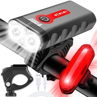 Lampka Rowerowa Światło PRZÓD TYŁ LED na rower kierownicę MOCNA USB 1800lm