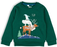 M&S Dziecięca Bawełniana Szmaragdowa Zielona Bluza Sweter Animal 116 cm