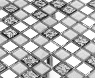 Sklenená mozaika strieborná MIRROR MIX + zrkadlový lesk