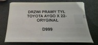 Tür rechts heck TOYOTA AYGO X 22- Original