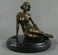 Figura Kobieta dama siedząca Akt rzeźba brąz marmur sygnowana pieczęć