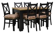 duży komplet 6 krzeseł BOHO i stół 80x120/160 dąb
