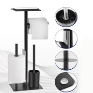 WC-PAPÍR TARTÓ ÁLLVÁNY LOFT WC-KEFE TARTÓ FEKETE FÜRDŐSZOBA 65cm