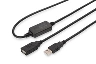 Kabel przedłużający USB 2.0 HighSpeed Typ USB A/USB A M/Ż aktywny, czarny