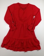 Sukienka Dziewczęca Czerwona z wiązaniem 152
