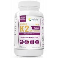 WISH WITAMINA K2 100MCG 120C NATURALNA K-2 MK-7 ZDROWE ZĘBY KOŚCI