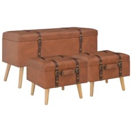 Stoličky s úložnými priestormi 3 ks farba tan umelá koža