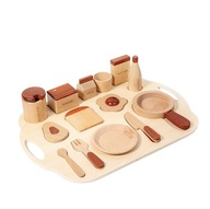Drewniany zabawkowy zestaw śniadaniowy dla dzieci z tacą rzepy krojenie XXL