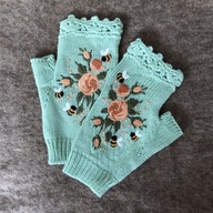 1 pár žena vyšívané pletené rukavice