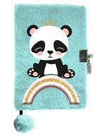 Plyšový diár s visiacim zámkom na darček Medvedík panda s brmbolcom chlpáč