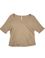 2111hue-2 H&M top w prążki beżowy basic 42 XL