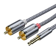 Kábel ESSAGER minijack (3,5 mm) - 2x RCA (cinch) 3 m + Strunové vrecko 4 x 6 cm 1 ks