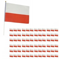 FLAGA POLSKA MATERIAŁOWA CHORĄGIEWKA POLSKI NARODOWA 21x14CM ZESTAW 100SZT