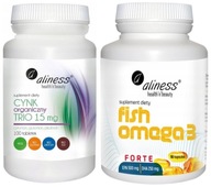 Aliness Organický zinok Trio + Fish Omega 3 FORTE Imunita Podpora srdca