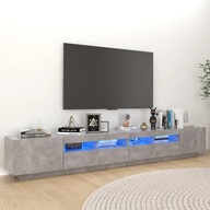 TV skrinka s LED osvetlením šedá betón 260x35x40 cm