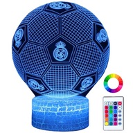 Detská nočná stolná lampa Real Madrid Futbal 16 LED 3D + Diaľkové ovládanie