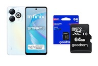 Smartfón Infinix SMART 8 3 GB / 64 GB 4G (LTE) biely + Pamäťová karta SDXC Goodram 5908267930151 64 GB