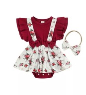 Dojčenské šaty pre dievčatko novorodenec šaty kvety čelenka 86