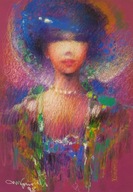 Končalski, Fialová žena portrét pastely