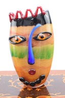 Sklo Murano, farebná váza TVÁR figúrka BUZIA
