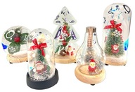 VILÁGÍTÓ LED KARÁCSONYI DEKORÁCIÓ ASZTALRA ÜVEG HÓGÖMB MIKULÁS