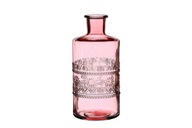 Ružová sklenená váza fľaša svietnik 15 cm